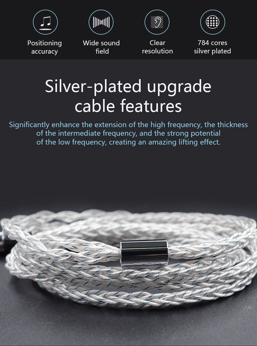 KZ - 90-8 Cable de actualización de alta resolución 784 Core - Plata y azul KZ - 90-8 Cable de actualización de alta resolución 784 Core - Plata y azul